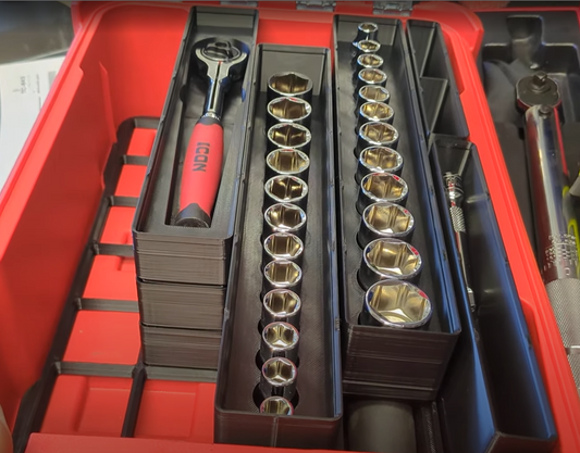 Gridfinity bins for Milwaukee packout